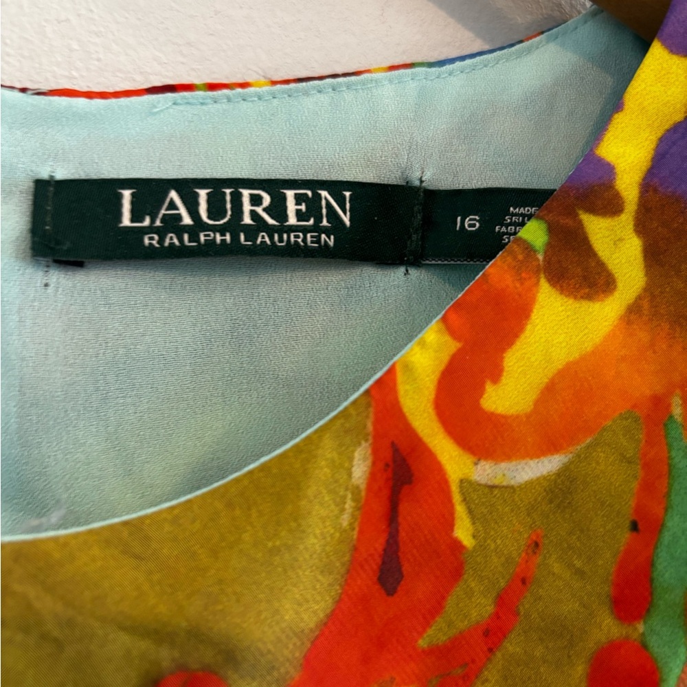 Lauren Ralph Lauren Sleeveless Chiffon Asymmetrical Drape Size 16 - Picture 4 of 6
